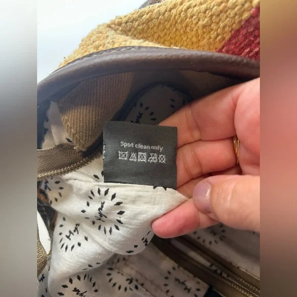 Myra Bag Yellow Western Shoulder Bag Gray Hairon Cowhide Canvas & Leather EUC - Picture 11 of 11